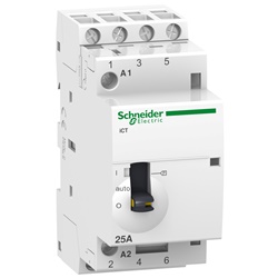 Contattore modulare iCT 4NA 25A comando 230-240Vca manuale per controllo carichi e HVAC
