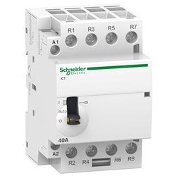 Contattore modulare iCT 4 poli 63A comando manuale 230-240VCA per controllo carichi HVAC e motori piccoli