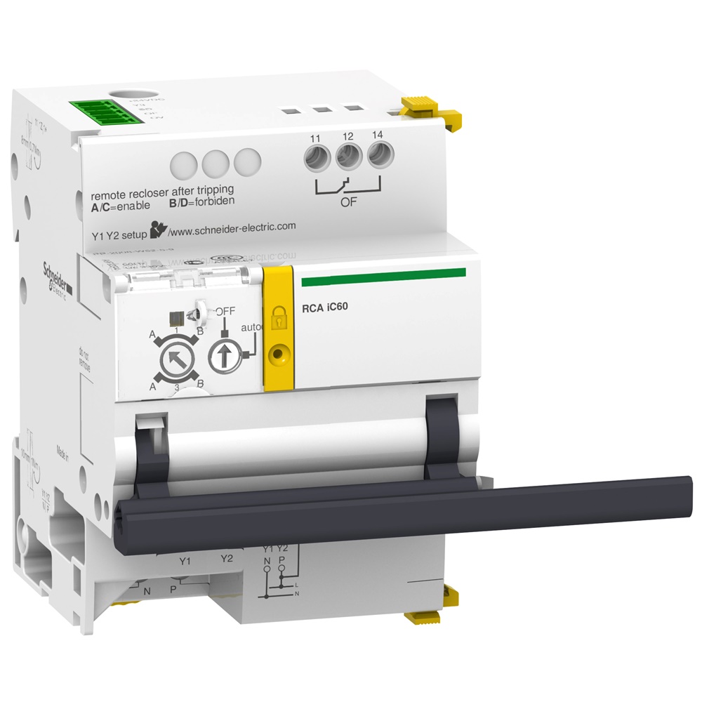 Telecomando Acti9 RCA 230 V CA per interruttori iC60 3-4 poli con interfaccia Ti24 controllo remoto e reset