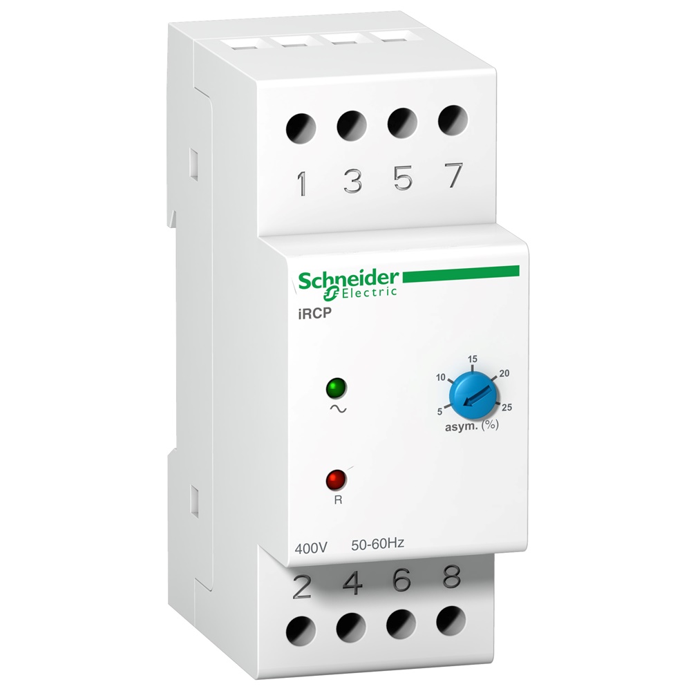 Relé controllo fase iRCP 3 fasi 400VAC 8A IP20 per motori e alimentatori trifase