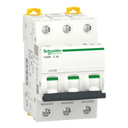 Interruttore magnetotermico Acti9 iC60N 3 poli C 3A 6000A protezione circuiti bassa tensione guida DIN