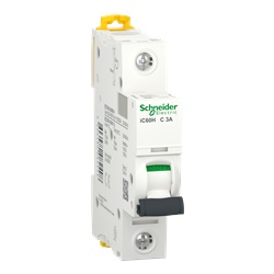 Interruttore magnetotermico Acti9 iC60H 1P C 3A 10000A protezione cortocircuiti e sovraccarico guida DIN IP20