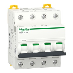 Interruttore magnetotermico 4 poli 40A curva D protezione cortocircuiti e sovraccarichi guida DIN IP20 bianco