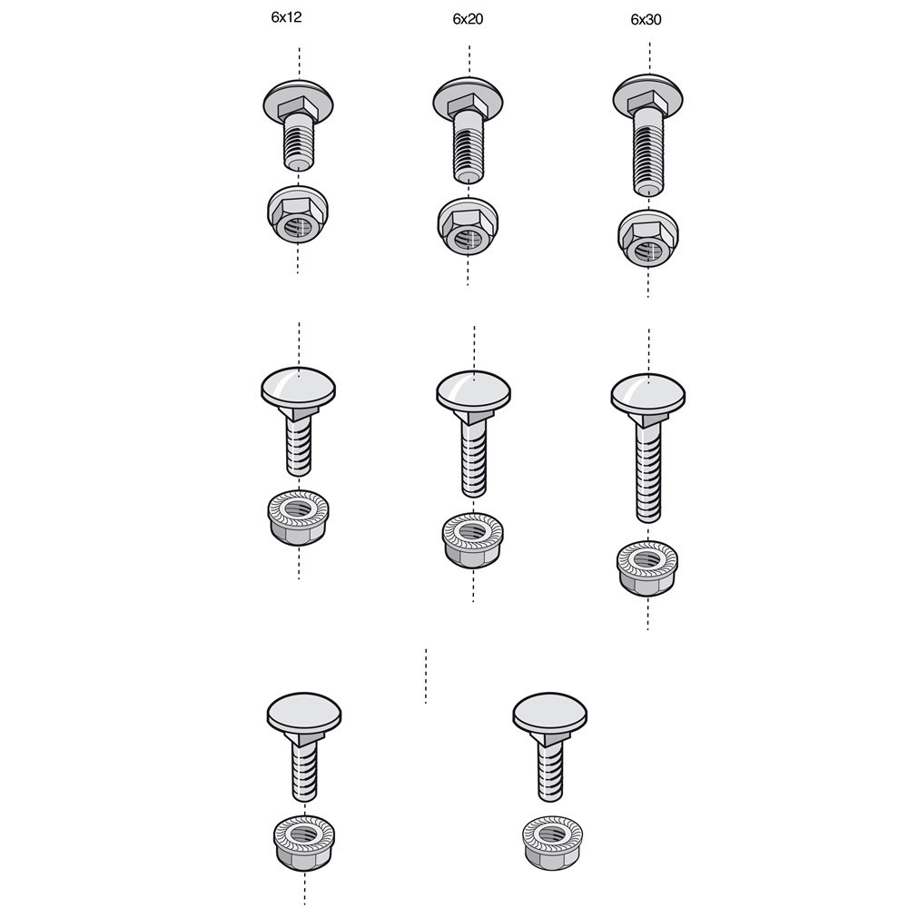 vite e dado BTRCC 6x20mm finitura EZ per cablaggio tecnico