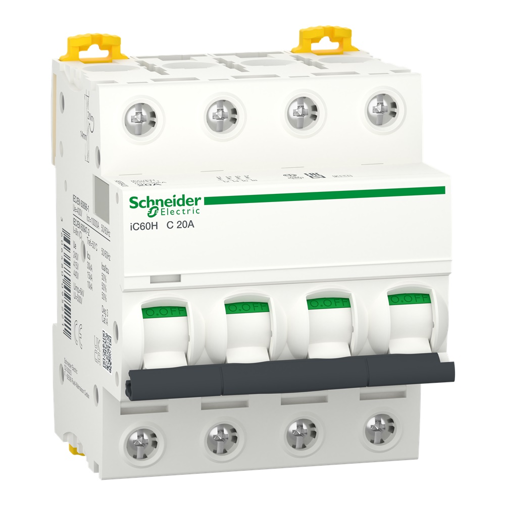 Interruttore magnetotermico Acti9 iC60H 4 poli C 20A 10000A protezione cortocircuiti e sovraccarico uso industriale e residenziale