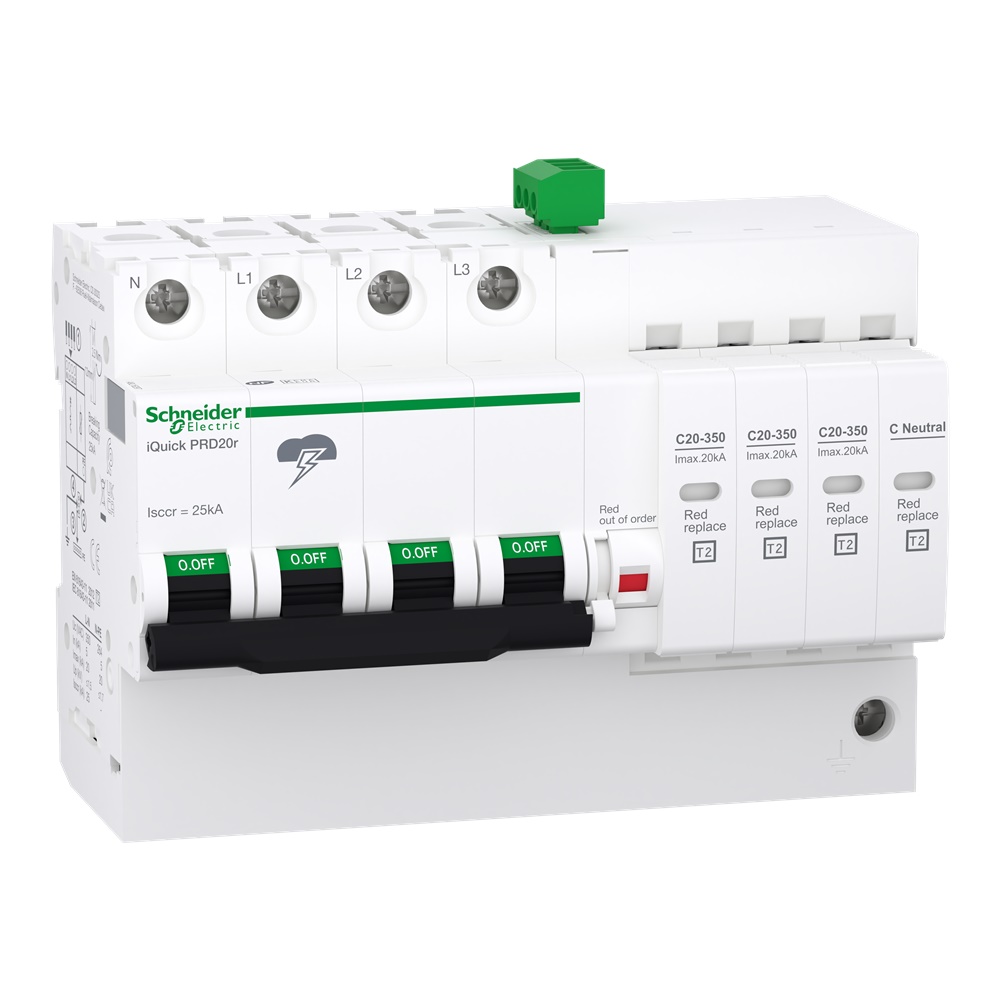 Interruttore integrato SPD iQuick PRD20r 3P+N 5kA riparabile protezione sovratensioni residenziale