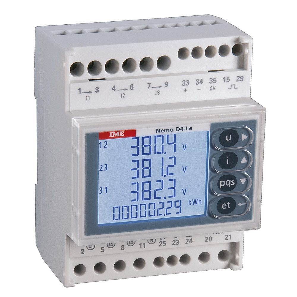 Multifunzione Nemo D4-Le 4 moduli DIN conteggio energia attiva e reattiva b.t. con RS485 Modbus