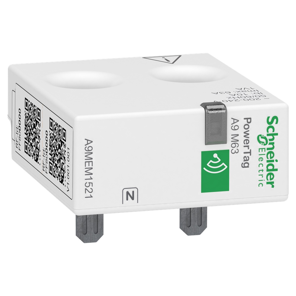 Sensore wireless PowerTag Energy 63A 1P+N monitoraggio energia Acti9 montaggio superiore