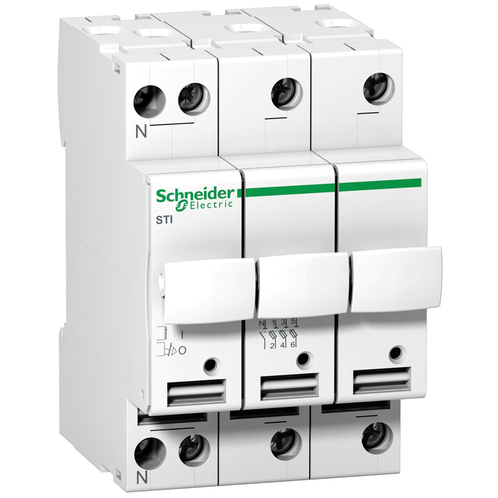 Base portafusibile isolabile 3P+N 10,3x38 500V per applicazioni industriali e terziarie
