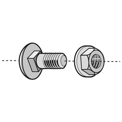 Supporto sistema bullone dado M6x12 inox 316L testa tonda quadro flangiato uso tecnico industriale
