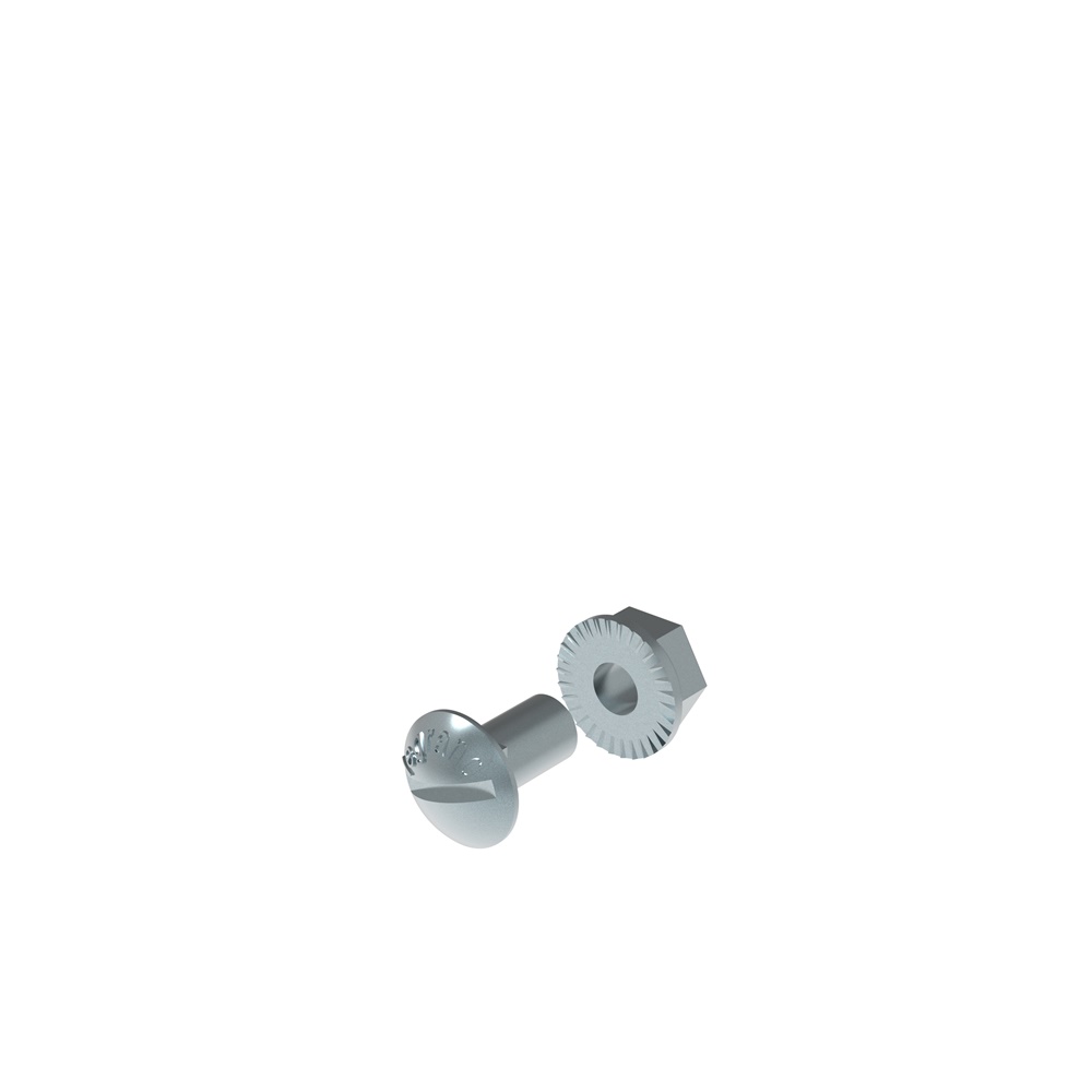Bullone M6x12 con dado flangiato sistema supporto testa tonda quadro sottotesta