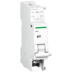 Sganciatore emergenza MNx 220/240Vca per interruttori C40, C120, ID C40, C40 Vigi, C60H-DC, arresto sicurezza con indicatore meccanico rosso