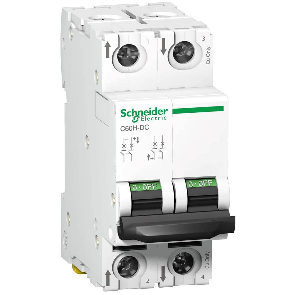 Interruttore magnetotermico CC C60H-DC 2 poli 10A curva C per automazione e energie rinnovabili
