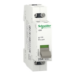 Interruttore sezionatore modulare Acti9 iSW 2 poli 20A controllo 415V AC guida DIN IP20/IP40