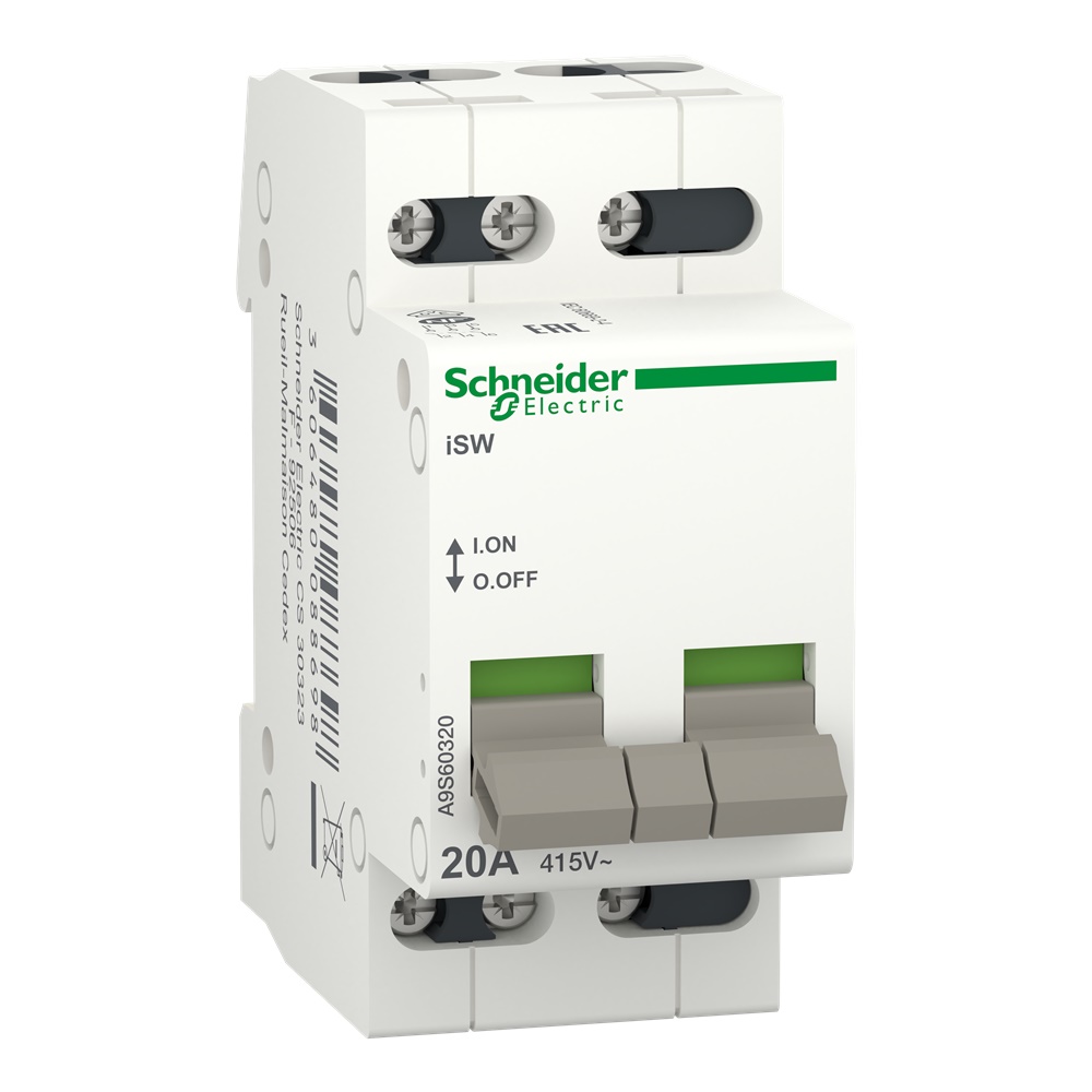 Sezionatore modulare 3 poli 20A 415V AC controllo installazione su guida DIN