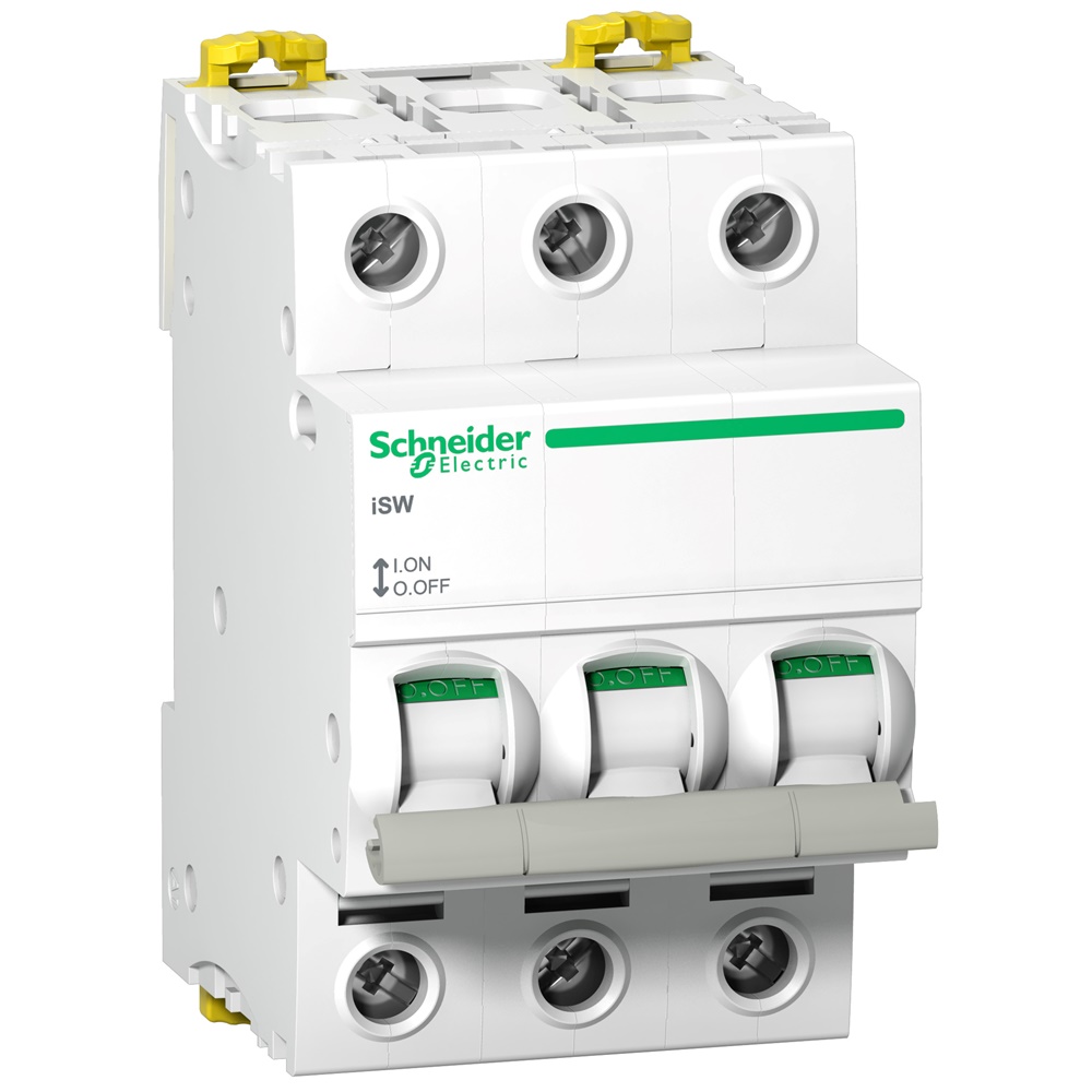 Interruttore sezionatore modulare Acti9 iSW 3P 100A 415V controllo isolamento guida DIN