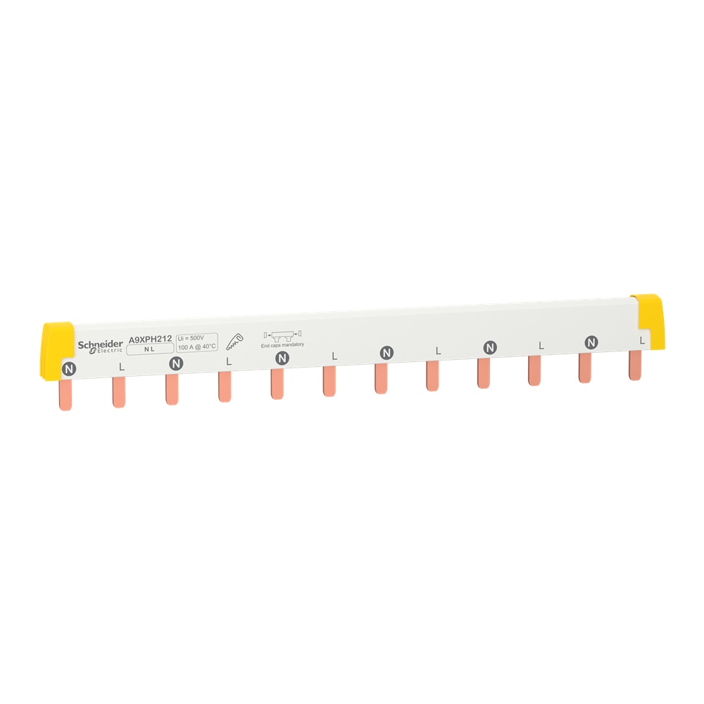 Pettine distribuzione Acti9 IC60 2 poli 12 moduli 100A installazioni N+1L