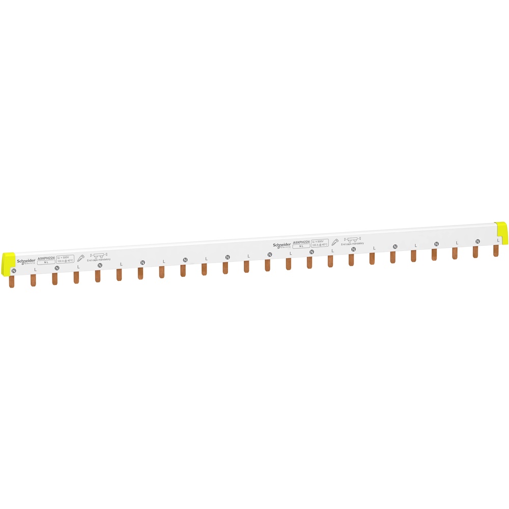 Pettine collegamento tagliabile 2 poli 24 moduli per Acti9 iC60 installazioni N+1L bianco