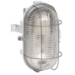 Fanale portalampada ovale KRUPKA IP44 vetro griglia protezione E27 60W uso esterno