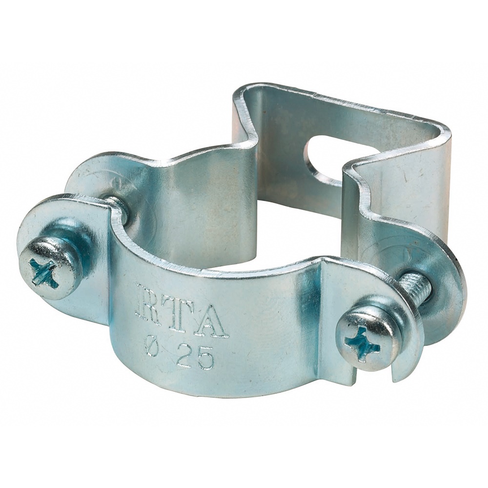 Collare metallico zincato con asola per tubi diametro 16mm TAZ16 vite regolabile