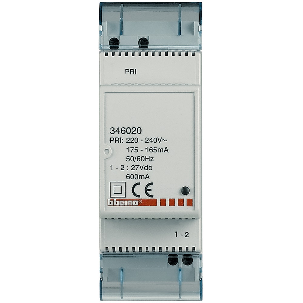 Alimentatore supplementare 2DIN 230V 27V DC 600mA per impianti elettrici residenziali e industriali