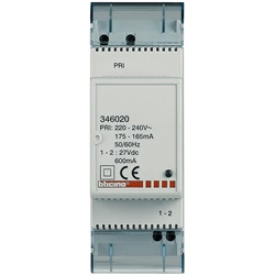 Alimentatore supplementare 2DIN 230V 27V DC 600mA per impianti elettrici residenziali e industriali