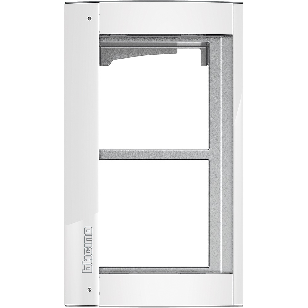 Supporto elettrico 2 moduli resistente finitura bianca per impianti professionali