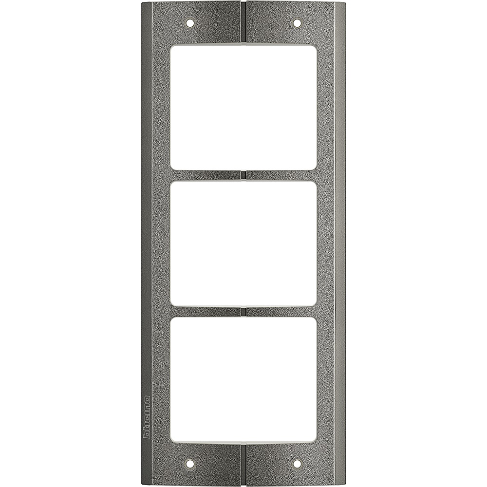 Cornice 3 moduli Sfera Robur metallo grigio design robusto per installazioni elettriche residenziali e commerciali