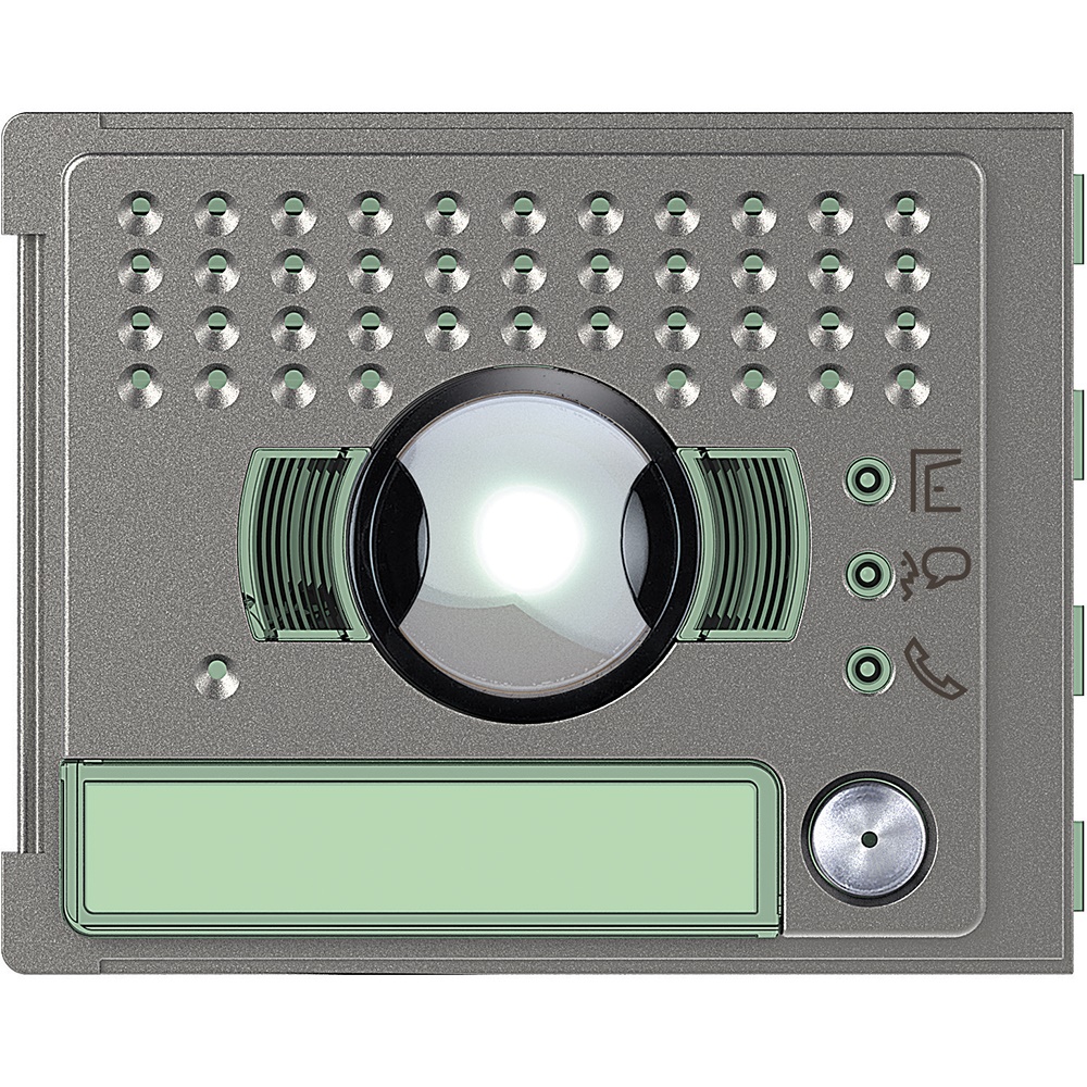 Pulsante audio video grandangolare 1 modulo montaggio incasso per videocitofonia e controllo accessi