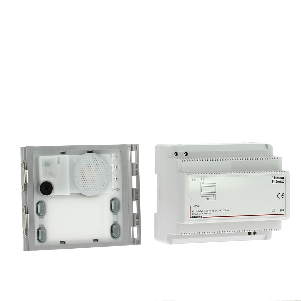 Kit base impianto audio con modulo Sfera e alimentatore per condomini e ambienti residenziali