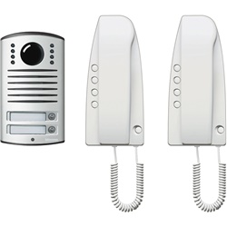 Kit audio analogico bifamiliare con posto esterno LINEA 2000 e citofoni SPRINT per impianti civili residenziali