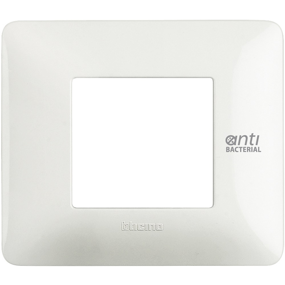 Placca da incasso 2 moduli bianco antibatterico per impianti elettrici resistenza igiene