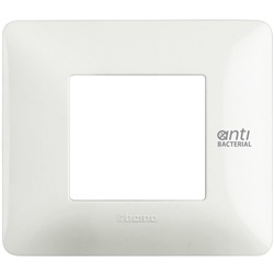 Placca da incasso 2 moduli bianco antibatterico per impianti elettrici resistenza igiene