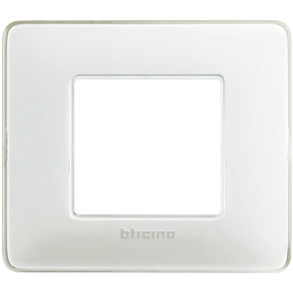 Placca da incasso 2 moduli colore ghiaccio in tecnopolimero per impianti elettrici moderni