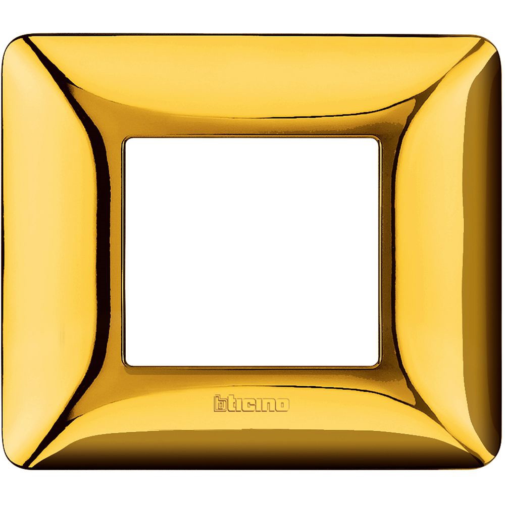 Placca da incasso 2 moduli oro lucido tecnopolimero per impianti elettrici eleganti