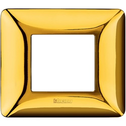 Placca da incasso 2 moduli oro lucido tecnopolimero per impianti elettrici eleganti