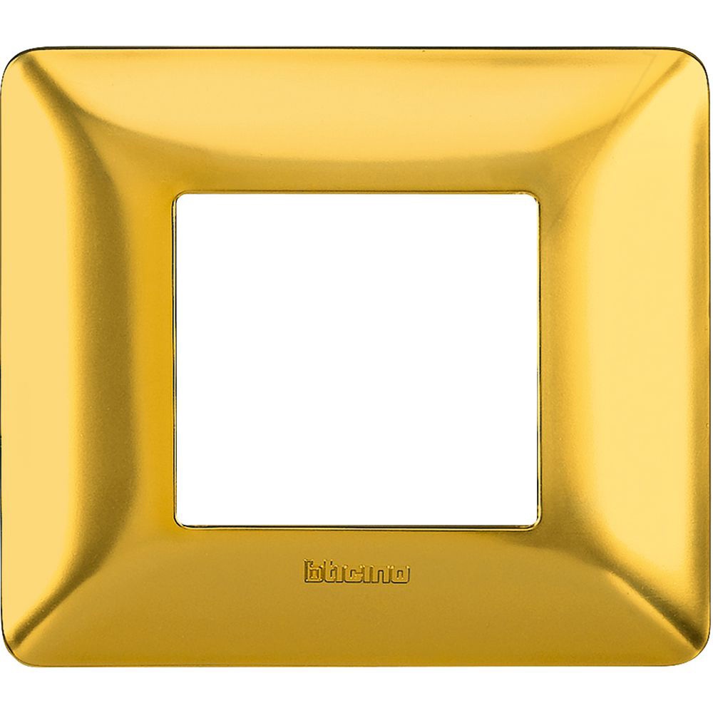 Placca Matix 2 moduli oro satinato tecnopolimero per montaggio a incasso design elegante