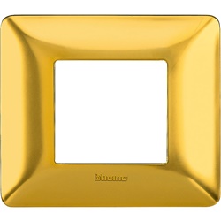 Placca Matix 2 moduli oro satinato tecnopolimero per montaggio a incasso design elegante