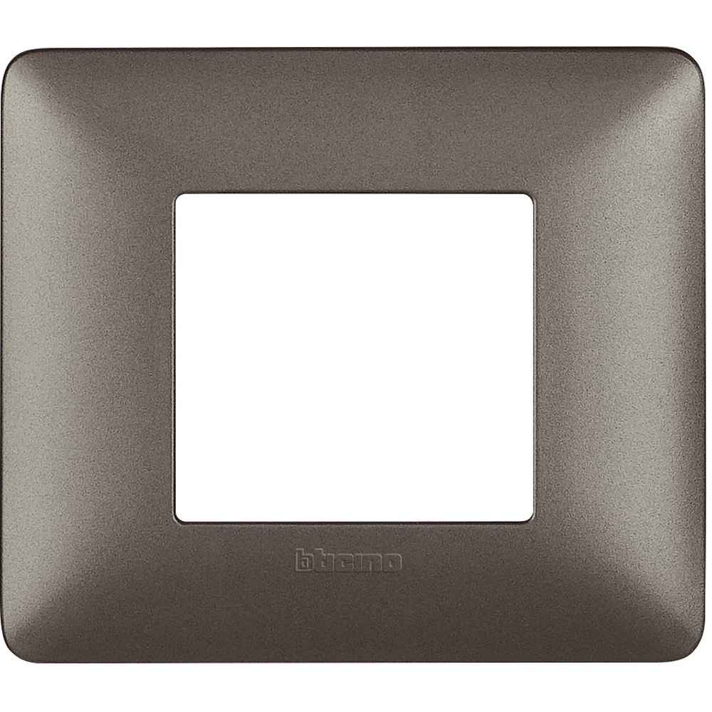 Placca 2 moduli tecnopolimero colore iron per installazioni elettriche residenziali e professionali