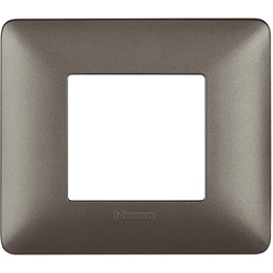 Placca 2 moduli tecnopolimero colore iron per installazioni elettriche residenziali e professionali