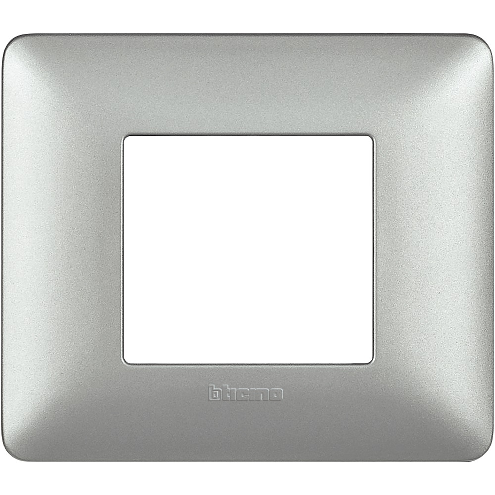 Placca da incasso 2 moduli silver in tecnopolimero per installazioni elettriche modulari