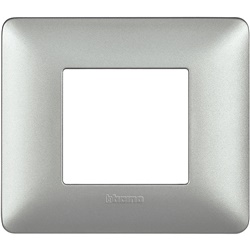 Placca da incasso 2 moduli silver in tecnopolimero per installazioni elettriche modulari