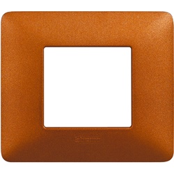 Placca elettrica 2 moduli rosso terra tecnopolimero per impianti da incasso
