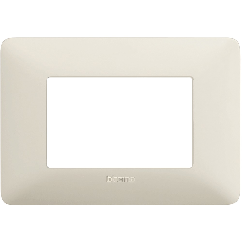 Placca 3 moduli cenere tecnopolimero per impianti elettrici incasso