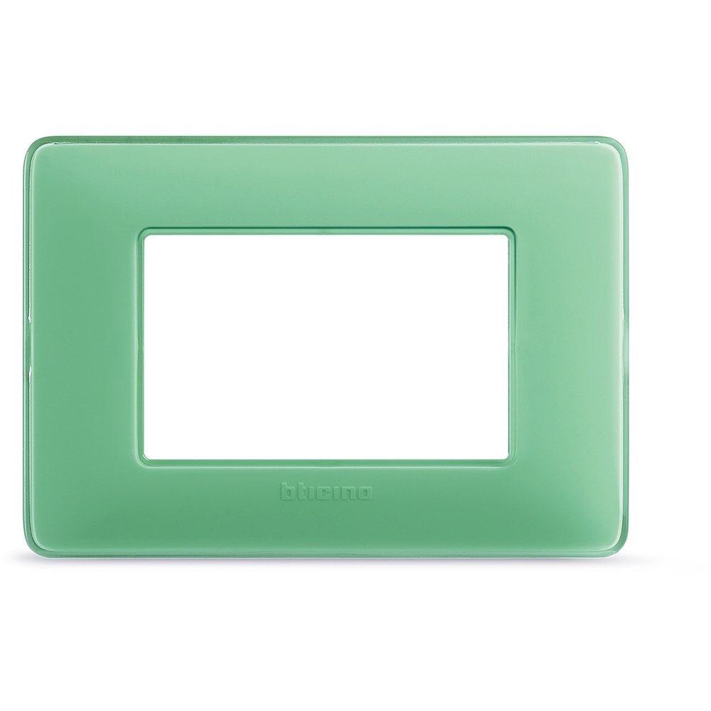 Placca 3 moduli verde tecnopolimero per installazioni elettriche interne