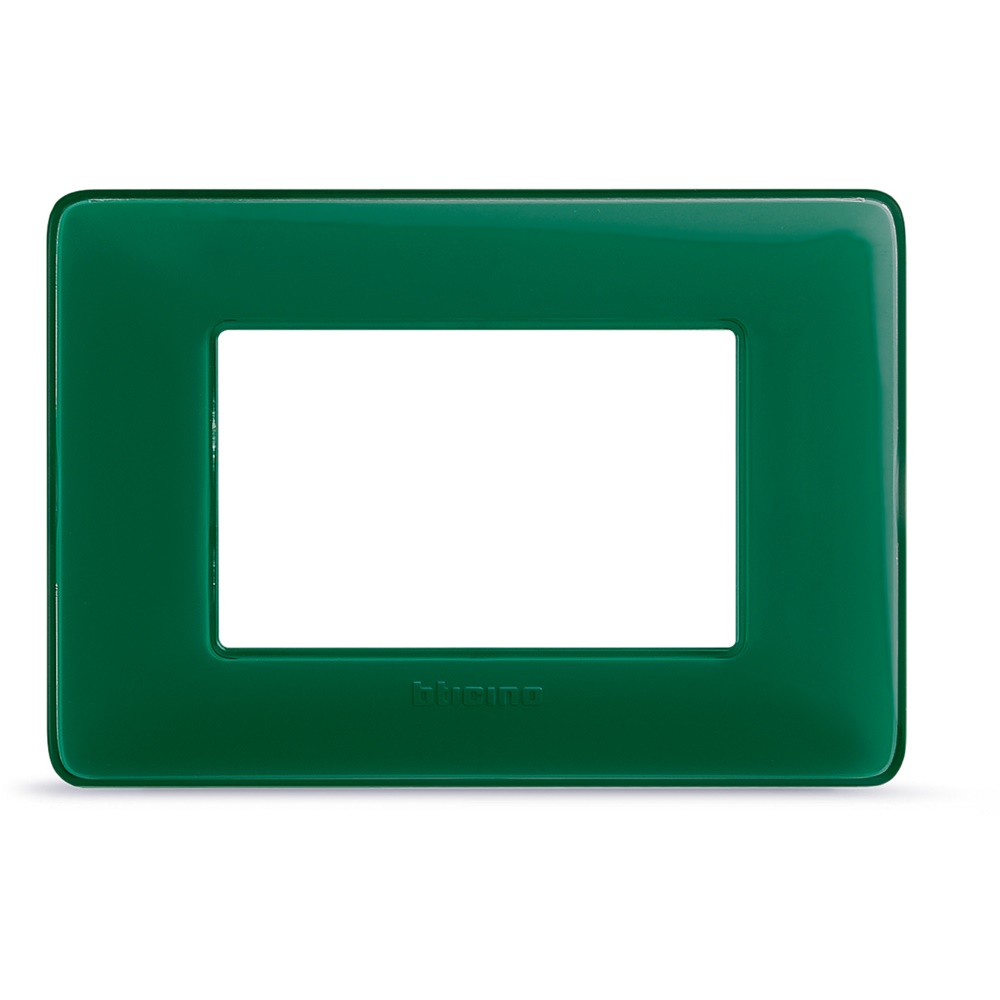 Placca Matix 3 moduli smeraldo tecnopolimero per montaggio a incasso impianti elettrici