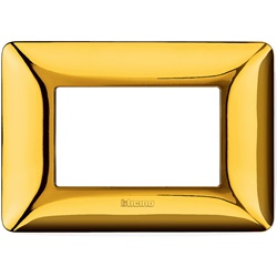 Placca 3 moduli oro lucido tecnopolimero per impianti elettrici a incasso elegante