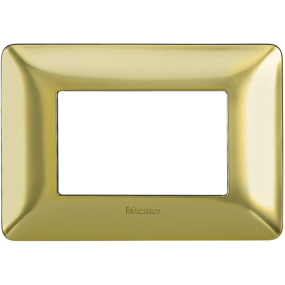 Placca a incasso 3 moduli oro satinato tecnopolimero per impianti elettrici design elegante
