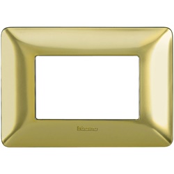 Placca a incasso 3 moduli oro satinato tecnopolimero per impianti elettrici design elegante