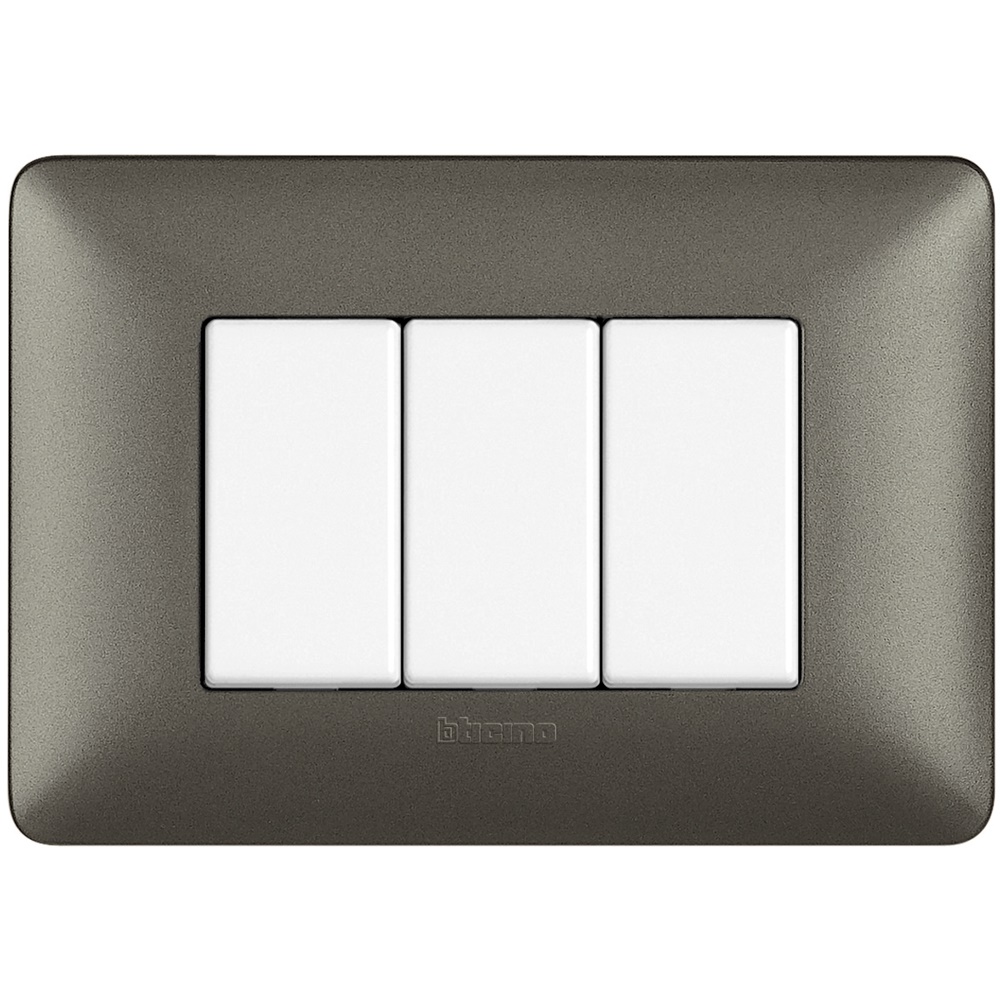 Placca da incasso 3 moduli finitura Iron tecnopolimero per impianti elettrici professionali